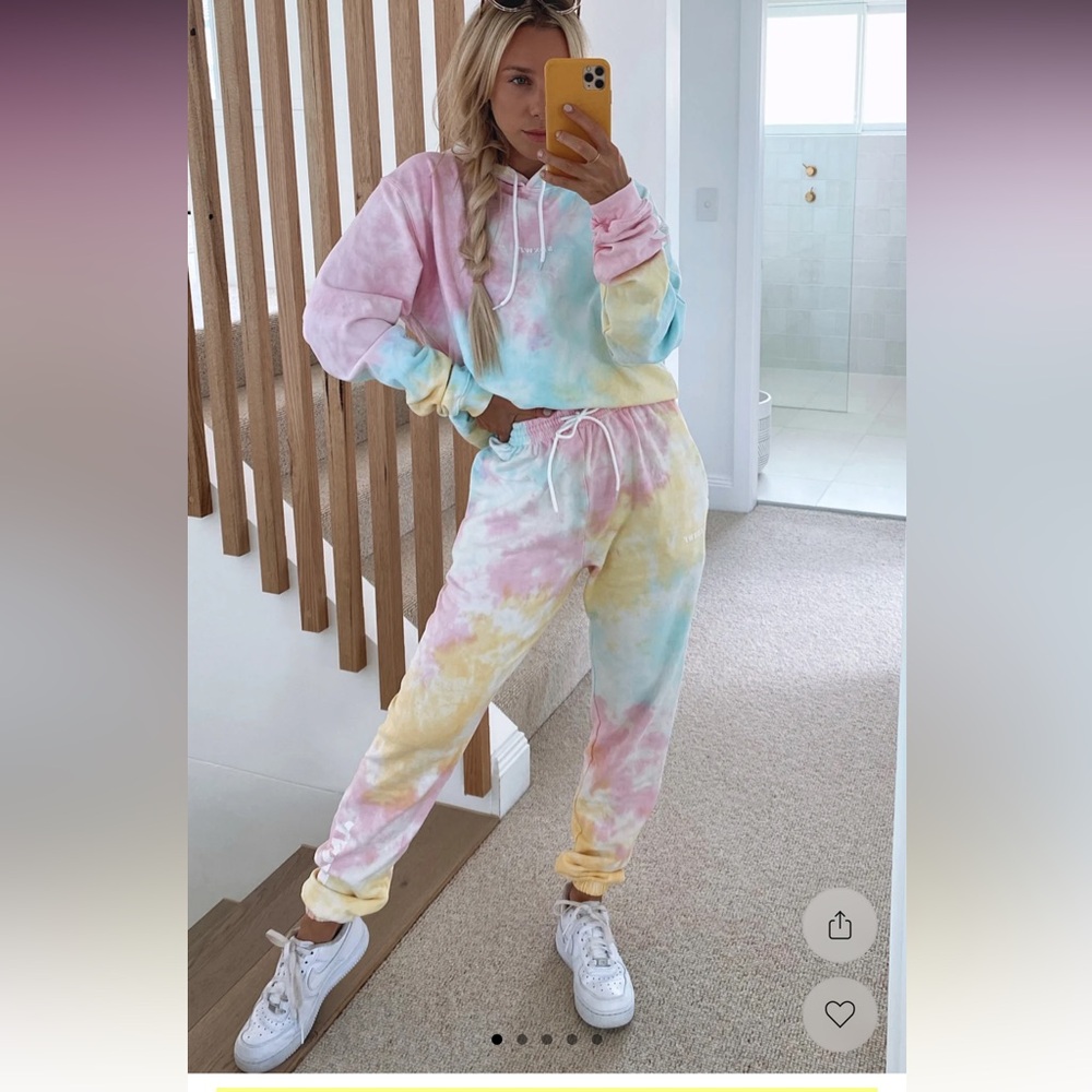 White fox x SD Pastel Tie-Dye Hoodie and Jogger Set